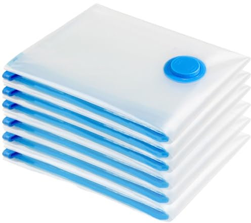 Vacuum Storage Bags - 6 Pack 60X80CM Extra Large Reusable Strong Space Saver Compression Bags - Vacuum Pack Bags Double Zip Seal Travel Vacuum Storage Bags for Clothes Duvets Quilts Bedding Pillows