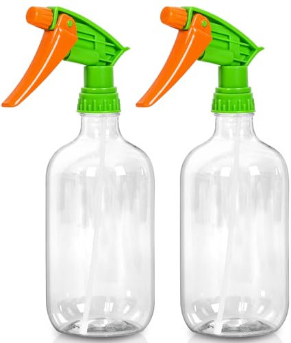 Calvalor - Vaporizador de agua para el cabello, pulverizador a mano, rociador de jardín, 2 unidades, 500 ml, vaporizador vacío, botella, spray para el cabello rizado (transparente naranja)