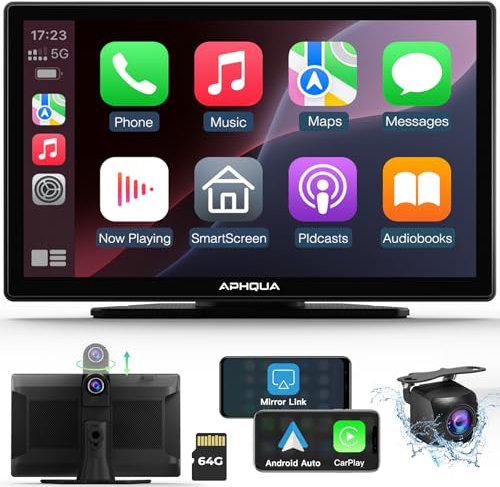 [Lettore multimediale per auto] Schermo Apple Carplay per auto con Dash Cam 2.5K + 1080p Backup Camera, Car Tablet Pro Max 2026 pollici HD IPS Carplay & Android Auto Screen,Siri, AUX/FM, Mirror Link