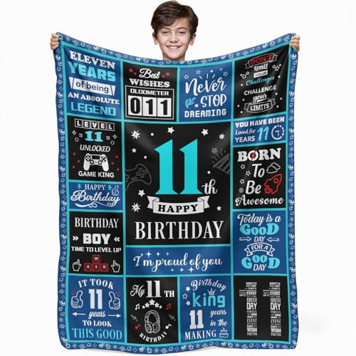 11th Birthday Game Gifts for Boys, 11 Year Old Gifts for Boy, 11th Birthday Decorations for Boy, Kids Game Theme Blanket 60 x 50 Inches for Boys 11 birthday Gaming gifts Games Night Room Decor