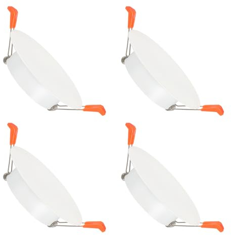 PATIKIL Placa de Cubierta de Techo Metálica de 2.6, 4 Piezas Moldura de Luz Empotrada Montaje en Pared Downlight Adecuada para Orificios Redondos de 2.8-3.1, Blanco Mate
