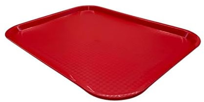 Fast Food Plastic Rectangular Serving Tray 18''x 14'' 46 x 36cm Polypropylene Cafe, Restaurant,Food Canteen Tray (Red)