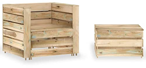 Myheimly 2-TLG. Garten-Lounge-Set aus Paletten Imprägniertes Kiefernholz