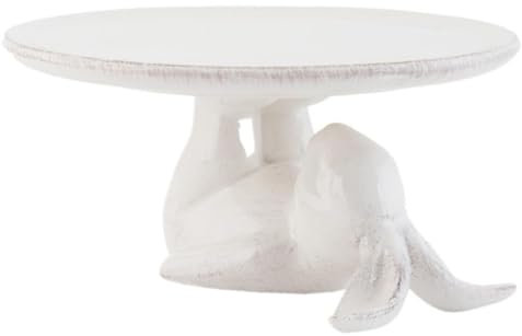itsisa Teller Tortenständer auf Hasenfigur Hase liegend aus Keramik 17x8 cm - Frühlingsdeko, Etagere, Tisch Deko Ostern, Dekoteller Hase, Osterdeko, Osterhase