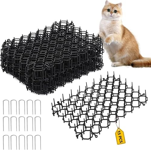 Katzenschreck für Garten, 15 Stück 15x20cm Dornengitter Gegen Katzen, Katzenabwehr Garten Katzenabwehrmatte, Katzengitter Garten, Katzenvertreiber für Draußen Katzen Vertreiben Garten