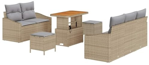 vidaXL Garten-Sofa-Set 8 STK. 7-Sitzanzahl Beige