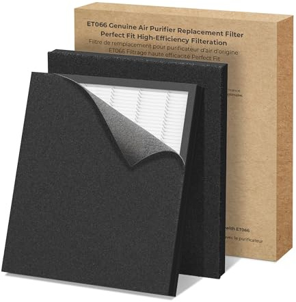 EVALIT Original ET066 Luftreiniger-Ersatzfilter für ET066 Luftreiniger, waschbare HEPA-Filtration 3-stufige Filtration für Pollen, Rauch, Tierhaare, Staub, Originalversion, 2er-Pack + 3 Schichten