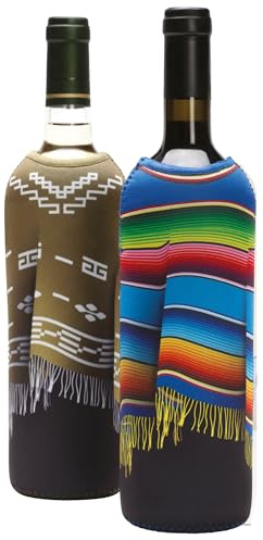 Monkey Business Bottle Ponchos Made of Neoprene, Insulated Bottle Sleeves Keep Your Wine Temperature for Longer, Cool Bottle Covers Add Color and Fun to Any Meal or Picnic