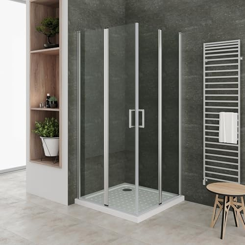 SOFIA Cabine de douche 85 x 85 cm H.190 cm porte pivotante pliante verre 6 mm transparent, profilés chromés