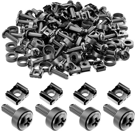 iwillink 50 Set M6 x 20mm Rack Screws and Cage Nuts Kit | 20mm Stainless Steel with Cage Nuts & Nylon Washers - Compatible with Server Racks/Audio/Hardware Mounts