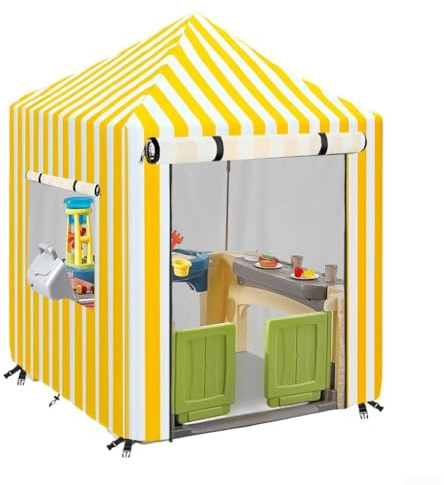 Filteilect Playhouse Cover, Heavy Duty 210D Cover For Outdoor Playhouse, Waterproof & Sun Protective Wooden Kids Playhouse Covers, 60.2x56x56in (Yellow)