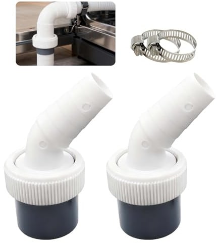 Waschmaschine Abfluss Adapter, 2 Stück Winkel Maschinenanschluss Ø18-24 mm