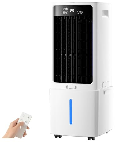 Aire Acondicionado Portátil con Depósito de 20L, 3 Modos y 3 Velocidades, Enfriador de Aire, Oscilación 60°, Ventilador de Enfriamiento Portátil para Camping, Dormitorio y Cocina