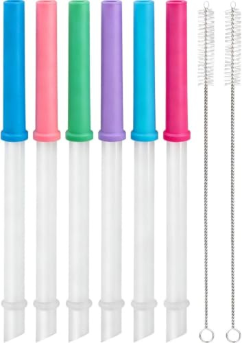 Silicone Tip Replacement Straws, 6-Pack Clear Reusable Straws