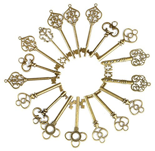 Naler Retro Schlüssel Antiken Anhänger Bronze Vintage Schmuck Deko für Armband Ketten (36 Stück)