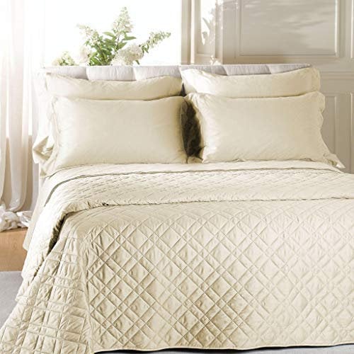 Caleffi - Copriletto-trapuntato Raso Tinta Unita Matrimoniale Avorio