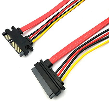 Duttek cavo di prolunga SATA, 50 cm, 22 pin (7+15), da SATA maschio a femmina, per dati e alimentazione, Combo Silmline cavo di prolunga M/F
