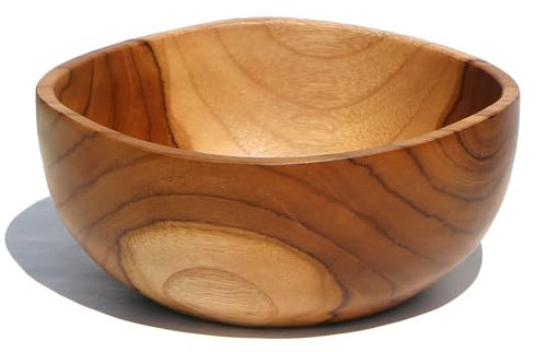 Wogeka - Exquisite 18 cm Holzschale - Handarbeit aus Teakholz als Geschenk-Idee zur Deko Teak 03