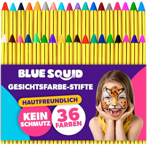 Blue Squid Face Paint Crayons for Kids - 42pcs XL Non-Toxic, Washable Body Paint Crayons - Our Face Painting Kit Makeup Sticks are Easy to Use, Safe for Sensitive Skin and Perfect for a Kids Party