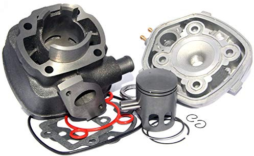 Easyboost Zylinder Kit 50 ccm Grauguss für Yamaha Aerox mit Zylinderkopf Kolben Kolbenringe für Jog-R MBK Nitro Mach-G Aprilia SR Minarelli Liegend