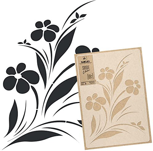 NAKLEO Pochoir de Fleurs pour Peinture Murale Grand Format 43x64cm, Modèle en Plastique et Réutilisable, Fleur Floral Plante, DIY Bricolage Artisanat Décoration a Peindre, Bois Tissu Mueble