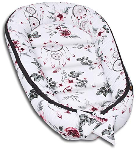 PaLulli Kuschelnest 2-seitig Babynest Babynestchen Baby Nest Nestchen Reisebett Wickelauflage Kuschelbett, Kokon Kokon für Babybett - Babys und Säuglinge, 100% Baumwolle Oeko TEX (Träumer)