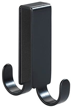 WENKO Doppel-Duschhaken Vieste Edelstahl, Schwarz matt - Haken für Duschwand, Edelstahl rostfrei, 2 x 7 x 5.5 cm, Schwarz