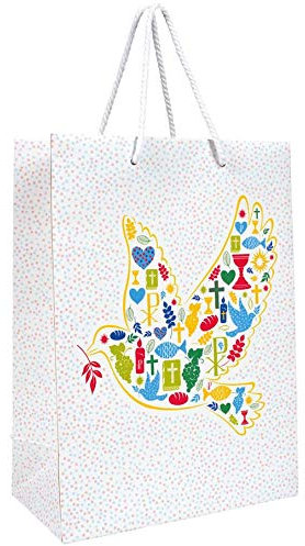 Christliche Geschenkideen Geschenktüte Taube / bunte Symbole / ca. 27,5 x 20 x 10 cm / 1 stück (1er Pack) / Feierliche Anlässe