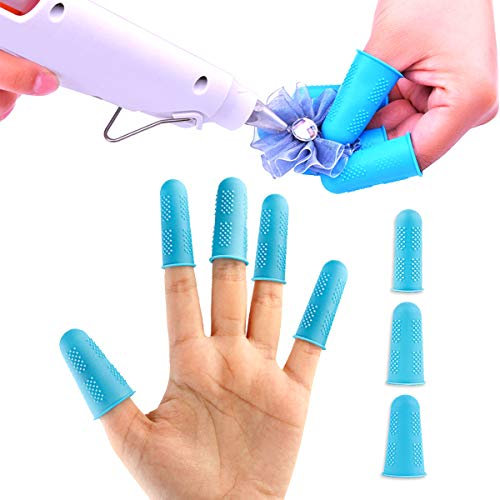 iSuperb 12pcs Silicone Finger Protectors Hot Glue Gun Finger Covers Finger Guards for Sewing, Resin DIY, Wax and Scrapbooking, L/M/S size (12 pieces)