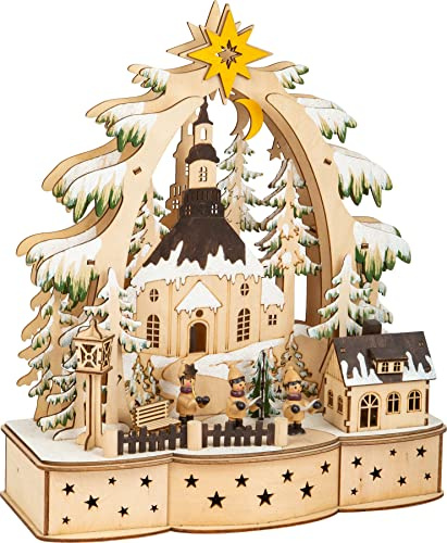 small foot Lampe Sternsinger aus Holz, Weihnachtsdeko batteriebetrieben mit LED-Beleuchtung und Weihnachtspyramide 11791