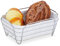 Relaxdays Brotkorb Metall mit Stoffeinsatz, eckig, Frühstückskorb für Brot & Brötchen, HBT: 10 x 23,5 x 17 cm, weiß
