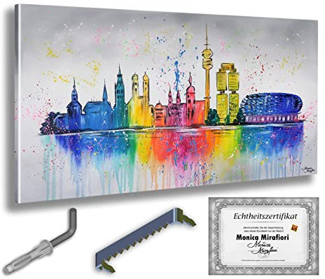 Monica Mirafiori I 100% HANDGEMALT I Gemälde München I 140x70cm | Gemälde Handgemalt | Acrylgemälde | Sehr Großes Acrylbild I Moderne Kunst I Kunstbilder