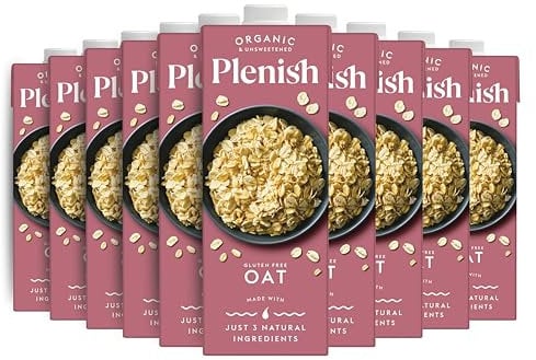 Plenish Organic Unsweetened Oat Milk 1L (Pack of 8)