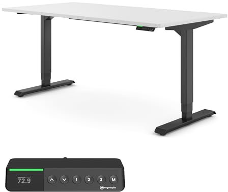 Ergotopia Desktopia Pro X Elektrisch höhenverstellbarer Schreibtisch, Ergonomischer Stehtisch für Büro oder Home Office (Weiß, Gestell Schwarz, 180 x 80 cm)
