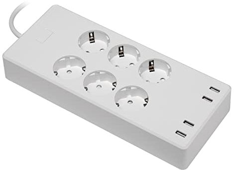 MaxTrack NW11L Smarte 6-Fach Schutzkontakt-Steckdosen-Leiste mit 4 USB-Buchsen, Timer, Smart Home, Google Assistant, Alexa, Smart Apps, Sprachsteuerung, 10 Anschlüsse, 1,7m Kabel, getrennt schaltbar
