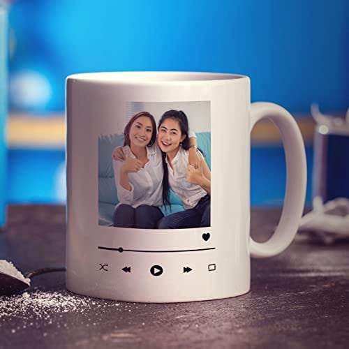 Music Player Personalised Photo Mug - Add Any Photo - Present for Christmas, Valentine's Day, Anniversary - Gift for Him, Her, Mum, Dad, Brother, Sister, Girlfriend, Boyfriend - 11oz Ceramic Cup