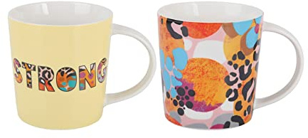 Maxwell & Williams DX1284 Kaffee-Tassen Set 2 tlg 380 ml – Be Fierce – 2x Porzellan, Spruch & Motiv bunt, Geschenkbox | Artikelnr. DX1284, Serie Be Fierce, 2 Kaffee-Tassen