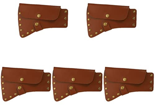 Happyyami 5pcs Protective Case Thick Leather Cover Head Protector Brown 18.5x13cm