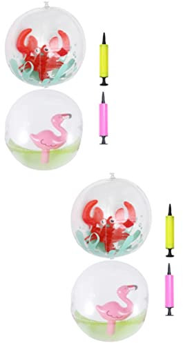 Toyvian 4 Stück Wasserball Flamingo-Ball-Pool-Spielzeug Schwimmendes Spielzeug in Der Badewanne Krabbenball Für Pool Strandball-partybevorzugung Strandspielzeug Spielball 3D PVC Aufblasbar