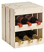Cassette in legno tipo cantinetta per 3+3 bottiglie standard da 750 ml Misure interne: 28,6X29,6X33,6 - Art. STE33