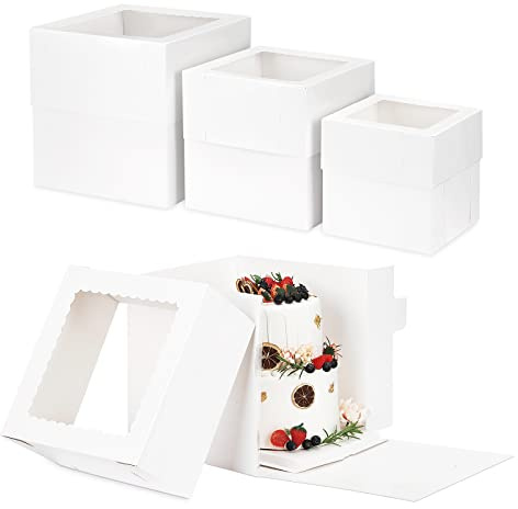 Moretoes 12 Pcs 3 Sizes 12x12x12 10x10x10 8x8x8 Inches Tall Cake Boxes