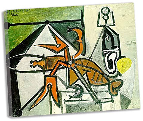 Pablo Picasso Bilder Leinwand Küche Wandbilder Wohnzimmer für Schlafzimmer Dekoration Wohnung Home Deko Kunstdruck fertig zum Aufhängen 1948 Le homard rouge（50x60cm）20x24inch,Gerahmt)