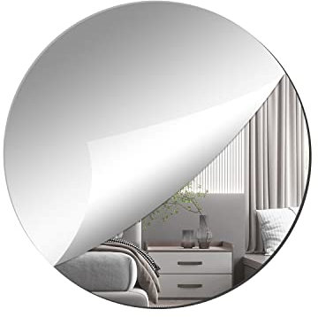 TSKDKIT Selbstklebende Wandspiegel Rund 40cmx40cm, Selbstklebende Flexibler Spiegel Acrylic Fliesenspiegel, Rahmenloser Wandspiegel Selbstklebend Spiegel für Die Wand, Dekoration in Bad & Schlafzimmer