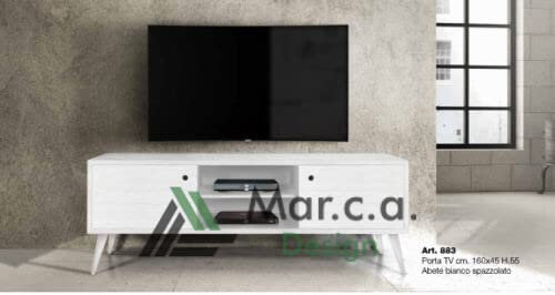 MAR.C.A DESIGN TV-Schrank für Wohnzimmer, moderne Fichte, gebürstet, Höhe 55 cm, mit 2 Regalfächern, 160 x 45 cm