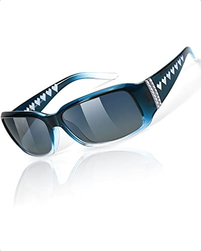 Myiaur Polarisierende Sonnenbrille Damen mit UV-Schutz und modischen Strasssteinen im Wrap Around Design