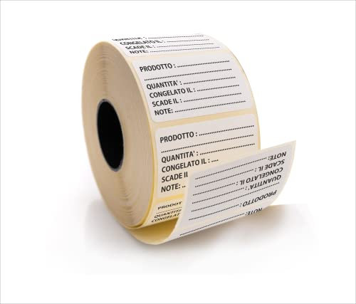 Etichette congelatore adesive | dimensioni 50 x 30 mm | scheda prodotto, quantità, scadenza, note | facilmente scrivibili (1000 pz)