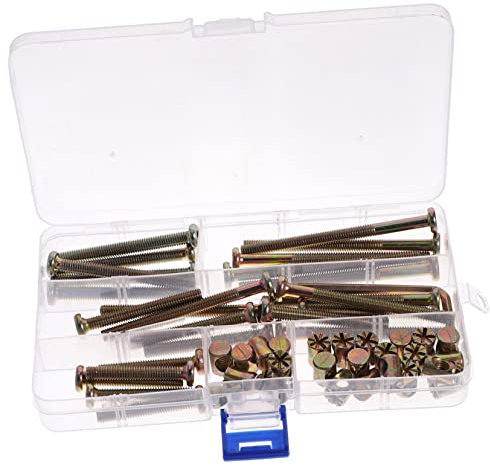 SEWOART Kit de Herrajes 51 Piezas Tuercas y Tornillos Hexagonales para Cuna y Muebles de Madera Surtido de Pernos de Repuesto Caja Adecuado para Reparación y Conversión de Cunas Camas y Sillas