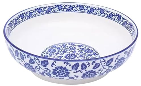 STOBAZA Servierschüssel Blau Weiß Große Keramik-Suppenschüssel Porzellan-Schale 9.06 Zoll Mikrowellengeeignet Für Suppe Nudeln Ramen Haushalt Party Restaurant