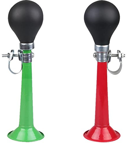 DMZK 2 Stück Fahrrad Hupe, Fahrradhupe Kinder mit Verstellbarer Schelle, Tragbar Bike Air Horn Ballhupe Fahrradklingel für Mountainbikes, Beach Cars, Campingfahrzeuge (Grün+Rot)