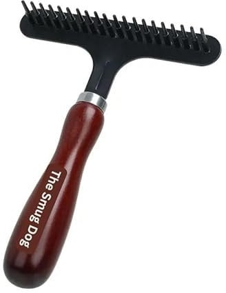 Smug Dog Undercoat Rake - Deshedding Brush & Dematting Tool for Dogs & Cats - Removes Undercoat - Non-Slip Grip Handle